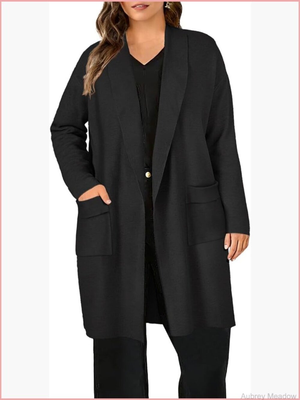 Plus Size Cardigan Sweater Open Front Long Sleeve Jacket Coatigan with Pockets